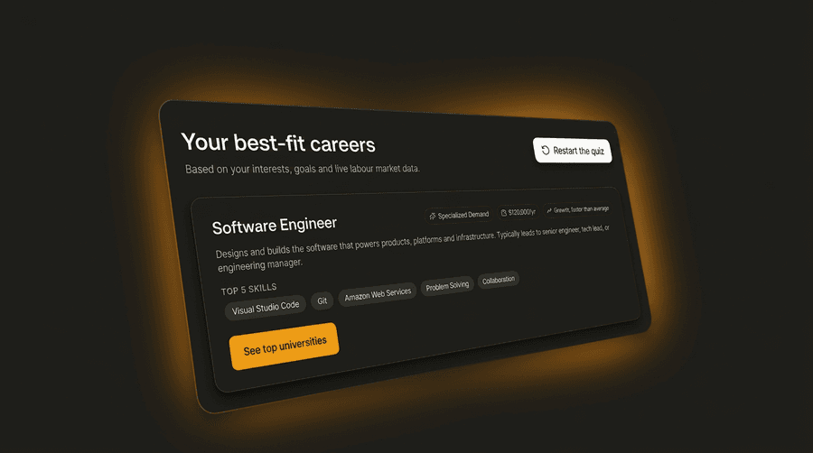 Student smiling, ready for their career journey